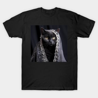 Elegant Black British Shorthair Cat T-Shirt